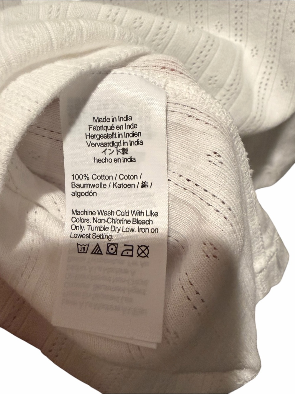 Madewell Pointelle Nottch Neck White Short Sleeve Top / Size Large - Picture 4 of 5